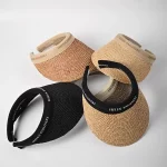 Helen Knski 여성 여름 태양 보호 모자 대형 브림 빈 탑 라피아 밀짚 모자 자외선 차단 봄 시즌 액세서리