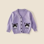 Sanrio Kuromi 마이 멜로디 어린이 코스프레 JK 스커트 2024 뉴 칼리지 스타일 니트 카디건 플리츠 스커트 3 피스 세트 스커트 - 이미지 5