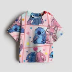 2025 디즈니 스티치 3-14세 여아용 면 티셔츠 여름 귀여운 만화 반팔 아동 캐주얼 의류 티셔츠 키즈 상의 - 이미지 6