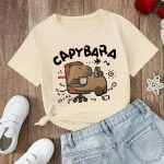 재미 있은 90s Capybara Tshirt 어린이 어린이 티셔츠 capibara 만화 옷 아이 소녀 소년 Capybaras T 셔츠 아기 캐주얼 탑 의류
