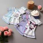 2025 여름 여자아이 캐주얼 의류 세트 만화 프린트 어린이 쿠로미 티셔츠 스커트 2종 세트 아동 통기성 의상 야외 활동복 - 이미지 6