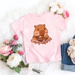 Kawaii Capybara Tshirt 어린이 어린이 티셔츠 capibara 만화 의류 키즈 소녀 소년 Capybaras T 셔츠 아기 캐주얼 탑 의류 - 이미지 2