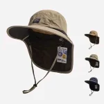 어린이 여름 와이드 브림 방수 및 속건성 파나마 모자 야외 바이저 UV 목 보호 버킷 모자