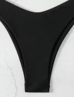 여성용 섹시한 심플 비키니 세트, 단색, 화이트, 블랙, 커피 홀터 비키니 수영복, 레이스업, 브라질 해변 목욕 세트, 2025 신상 - 이미지 4