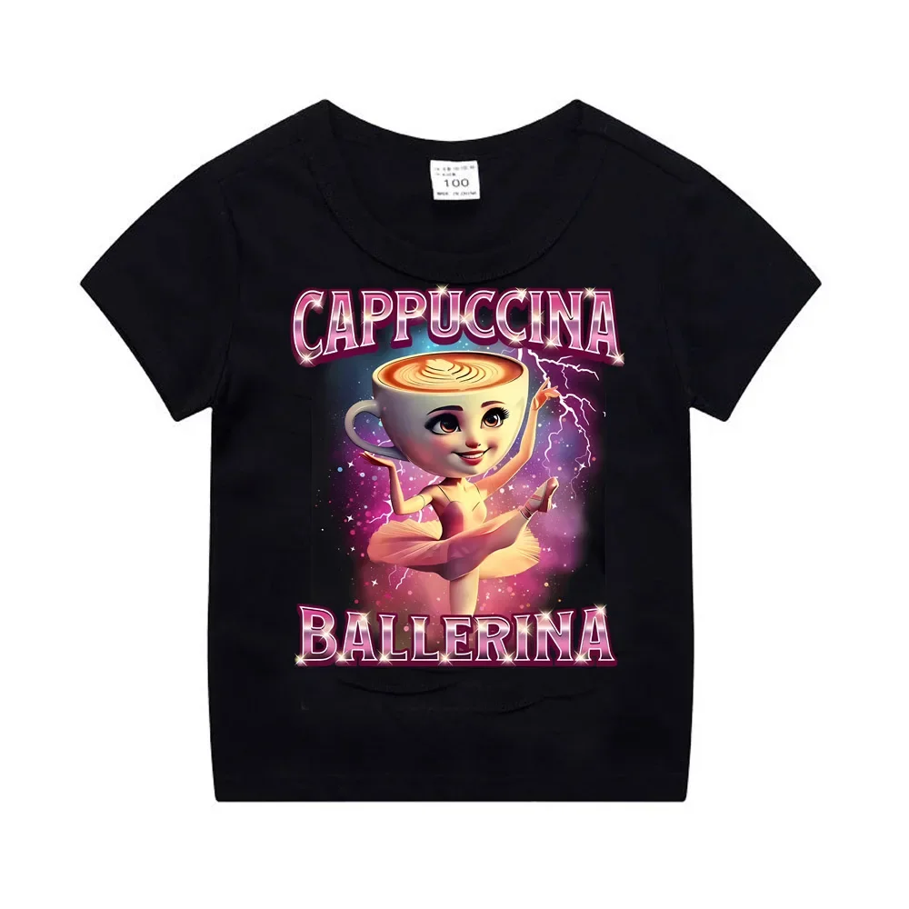 kf-S0d4e74574d24469cb2b5711becdd1d33j T 셔츠 이탈리아 Brainrot Tralalero Tralala 동물 어린이 티셔츠 반팔 탑 어린이 재미 있은 Meme 귀여운 티 여름 의류 - 이미지 1