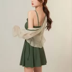 여성 프릴 원피스 수영복 Monokini 수영복 세트 휴일을위한 프릴 트림 Monokini 세트 세련된 여성용 비치 수영복 - 이미지 4