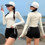여성용 투피스 운동복 수영복 긴 소매 열 자외선 차단제 슬리밍 은폐 수영 온천 슈트 피트니스 레저
