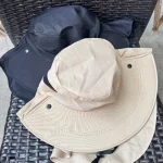 여름 태양 모자 자외선 차단 야외 사냥 낚시 모자 남성 여성 하이킹 캠핑 바이저 버킷 모자 목 플랩 어부 모자 - 이미지 4