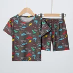 여름 아동 의류 반팔 반바지 소년과 소녀를 위한 2피스 정장 편안한 야생 파란색 코끼리 정장. - 이미지 4