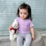 여자 여름 반팔 티셔츠 새로운 아기 스위트 탑 여름 반팔 얇은 통기성 아기 티셔츠 여자 옷 - 이미지 3