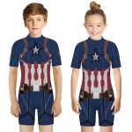 어린이 한 조각 수영복 슈퍼 히어로 3D 인쇄 Playsuit 어린이 짧은 소매 수영복 비치 수영복 소년 소녀를위한 수영복 - 이미지 3