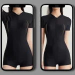 짧은 소매 수영복 여자 원피스 러쉬 가드 서핑 바디 슈트 지퍼 수영복 소녀 목욕 수영복 수영복 여자 - 이미지 5