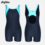 Anfilia Girls 원피스 스포츠 수영복 사이즈 8-14 Boyleg 고탄성 Racerback 운동 훈련 수영복