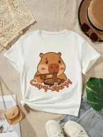 2025 카피바라 티셔츠 키즈 어린이 티셔츠 카피바라 만화 의류 키즈 소녀 소년 카피바라 티셔츠 베이비 캐주얼 탑 의류 - 이미지 5