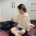 여름 새 어린이 솔리드 반바지 코튼 소녀 레깅스 스트라이프 베이비 스트레치 바지 유아 유아 반바지 아동복 - 이미지 6