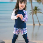 여자 투피스 수영복 긴 소매 다이빙 슈트 학생을위한 빠른 건조 UV 보호 바지 어린이 폴리 에스터 직물 수영복