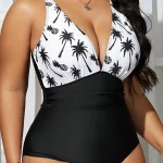 비고자니 2025 여성 패치워크 플러스 사이즈 수영복 스트랩 푸쉬업 큰 사이즈 원피스 수영복 브라질리언 비치 통통한 여성 수영복