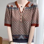 2025 신상 빅사이즈 여름 반팔 가위넥 티셔츠 여성 고급 티셔츠 패션 편안한 레저 티셔츠 탑