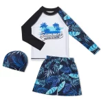 남아용 자외선 차단 수영복, UPF 50 + 긴 소매 수영복, 모자 달린 스플릿 수영복, 어린이 수영 바지, 4 개 신제품 - 이미지 4