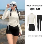 여성용 투피스 운동복 수영복 긴 소매 열 자외선 차단제 슬리밍 은폐 수영 온천 슈트 피트니스 레저 - 이미지 3