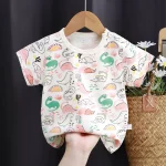 공룡 곰 아동 의류 티셔츠 아동복 소년 소녀 여름 만화 자동차 탑 반팔 100% 코튼 베이비 의류 - 이미지 6