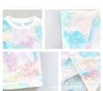 여름 짧은 소매 티셔츠 소녀 아기 중소 어린이 여성 염색 탑 아동 의류 유행 - 이미지 4