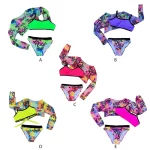 3PCS 7-12 세 어린이 소녀의 인쇄 비키니 세트 어린이 수영복 조끼 간략한 수영복 수영복 - 이미지 6