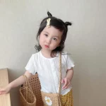 여자 여름 반팔 티셔츠 새로운 아기 스위트 탑 여름 반팔 얇은 통기성 아기 티셔츠 여자 옷 - 이미지 6