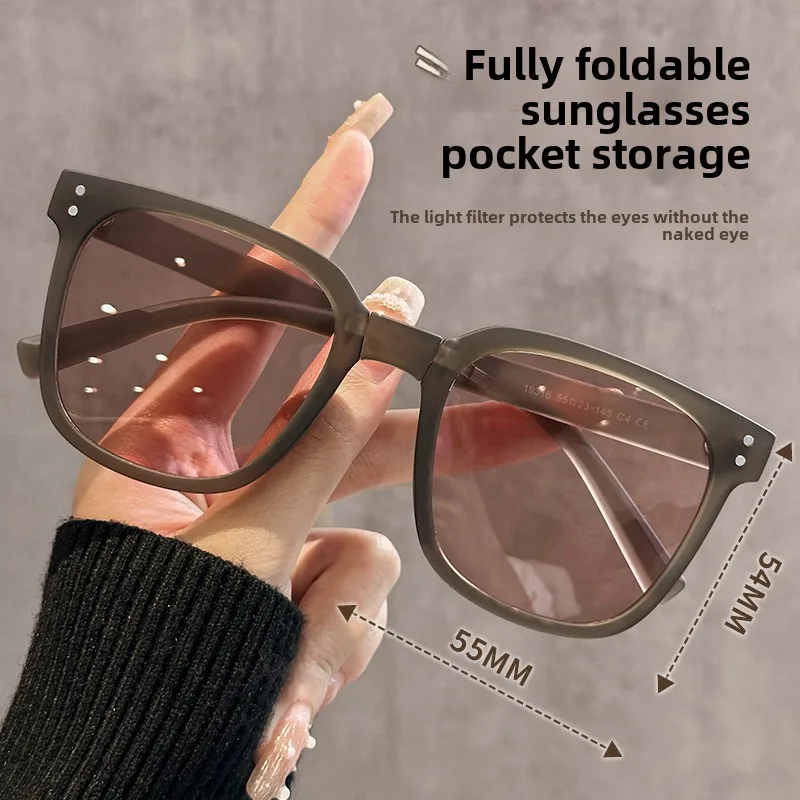 kf-Sf08890f88b454e68ab03c8b72151d03cZ 남녀공용 심플한 접이식 편광선글라스, 패셔너블한 대형프레임, 고급스러운 느낌, 자외선 차단 선글라스 - 이미지 1