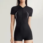 짧은 소매 수영복 여자 원피스 러쉬 가드 서핑 바디 슈트 지퍼 수영복 소녀 목욕 수영복 수영복 여자 - 이미지 2