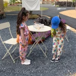 여름용 멋진 유아 소녀 세트, 민소매 조끼, 9 부 바지, 느슨한 꽃 세트, 어린이 상의, 티 의상, 1-8 세 - 이미지 3