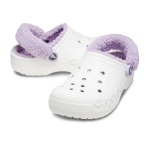 크록스 바야 라인드 퍼즈 스트랩 클로그 성인 털 겨울 크록스 화이트 라벤더 206633-577 - 이미지 2