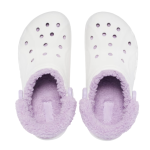 크록스 바야 라인드 퍼즈 스트랩 클로그 성인 털 겨울 크록스 화이트 라벤더 206633-577 - 이미지 4