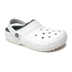 크록스 클래식 라인드 클로그 화이트/그레이 겨울 털크록스 203591-10M